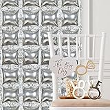 Efavormart 10 Pack | Metallic Silver Double Row Mylar Foil Balloon Backdrop, Square Diamond Design Balloon Wall - 43'X11'