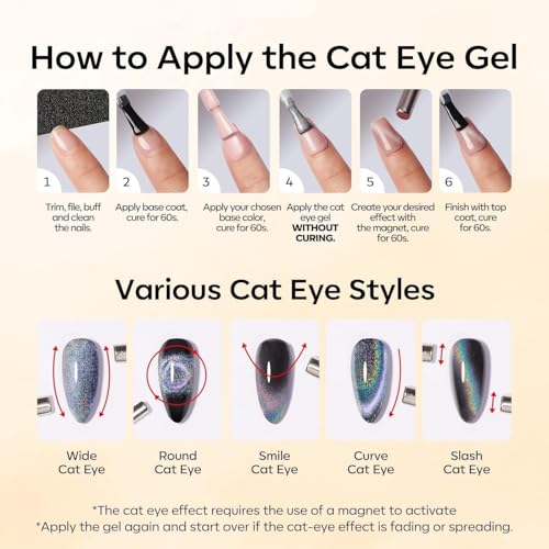 Image of modelones Silk Cat Eye Gel Nail Polish,Pearl Nude Gel Polish Glitter Glass Polish with Magnet Soak Off Led Shimmer Shell Valentin 15 ML