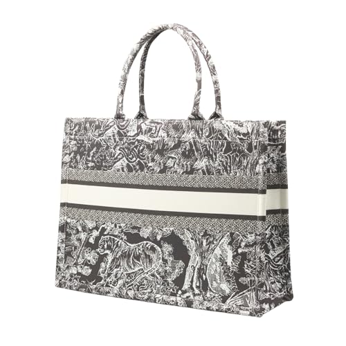 Leanoria Retro Embroidery Jacquard Tote Bag for Women Luxury Large Tote Bag for Work, Travel, Weekend(New Style2/Black)