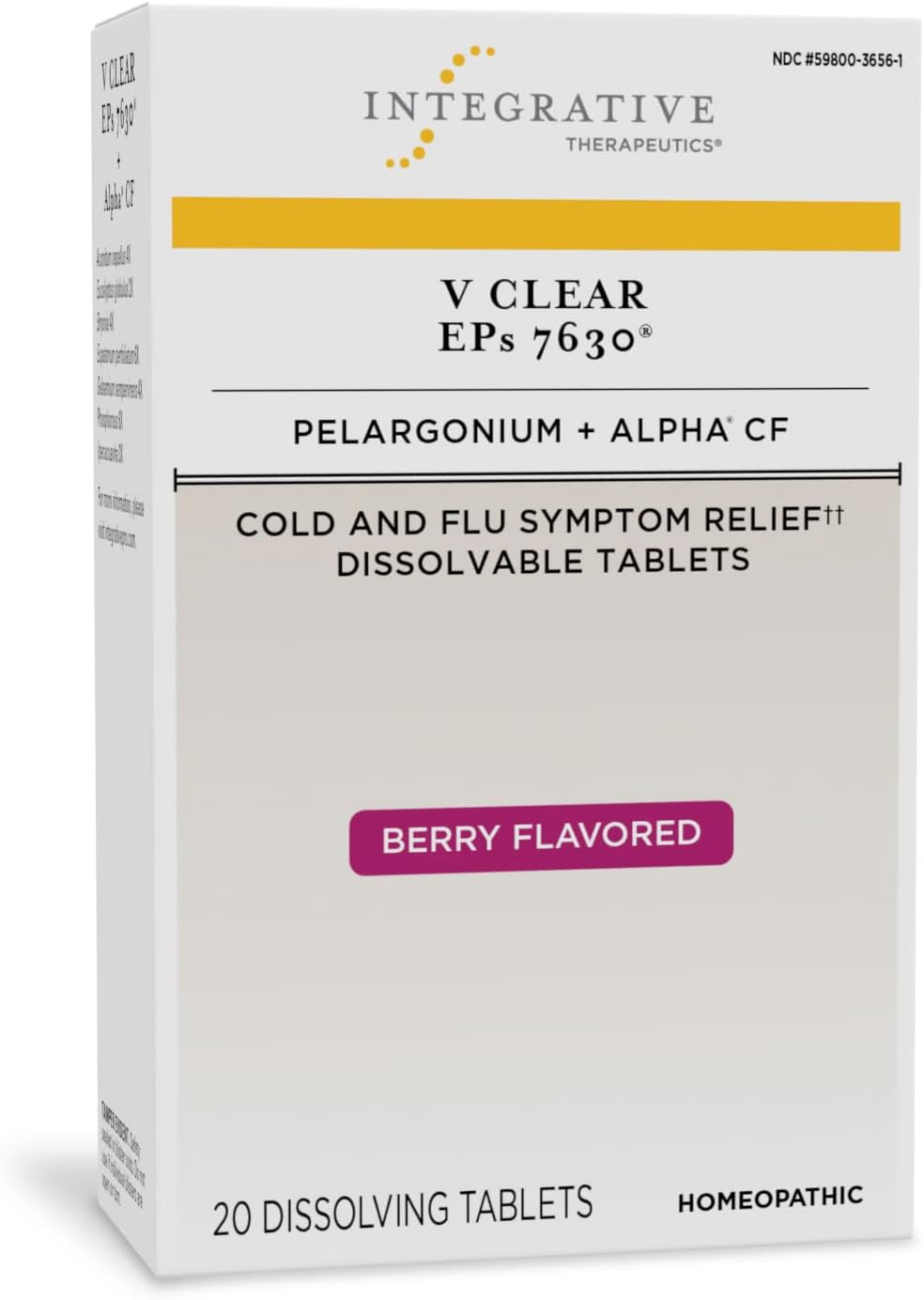 Integrative Therapeutics V Clear EPs 7630, Cold and Flu Formula**, 20 Chewables, Berry Flavored