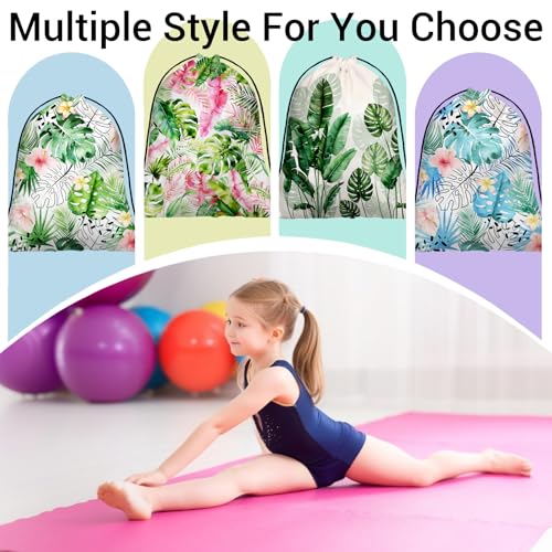 Image of Palm Leaf Grip Bag for Gymnast Botanical Drawstring Athlete String Bag for Gym