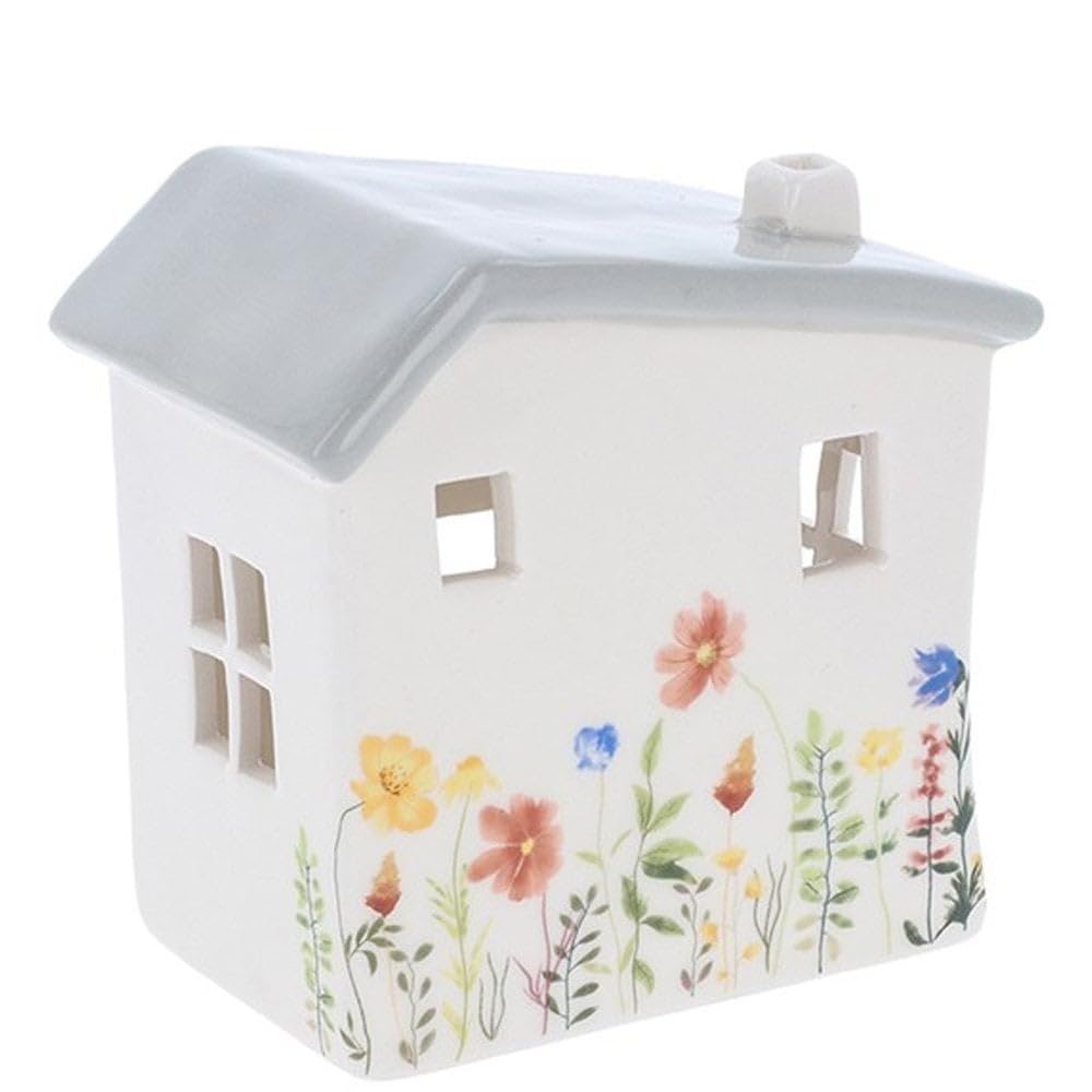 Shudehill Giftware Meadow House Tealight Holder - Small Grey 337802