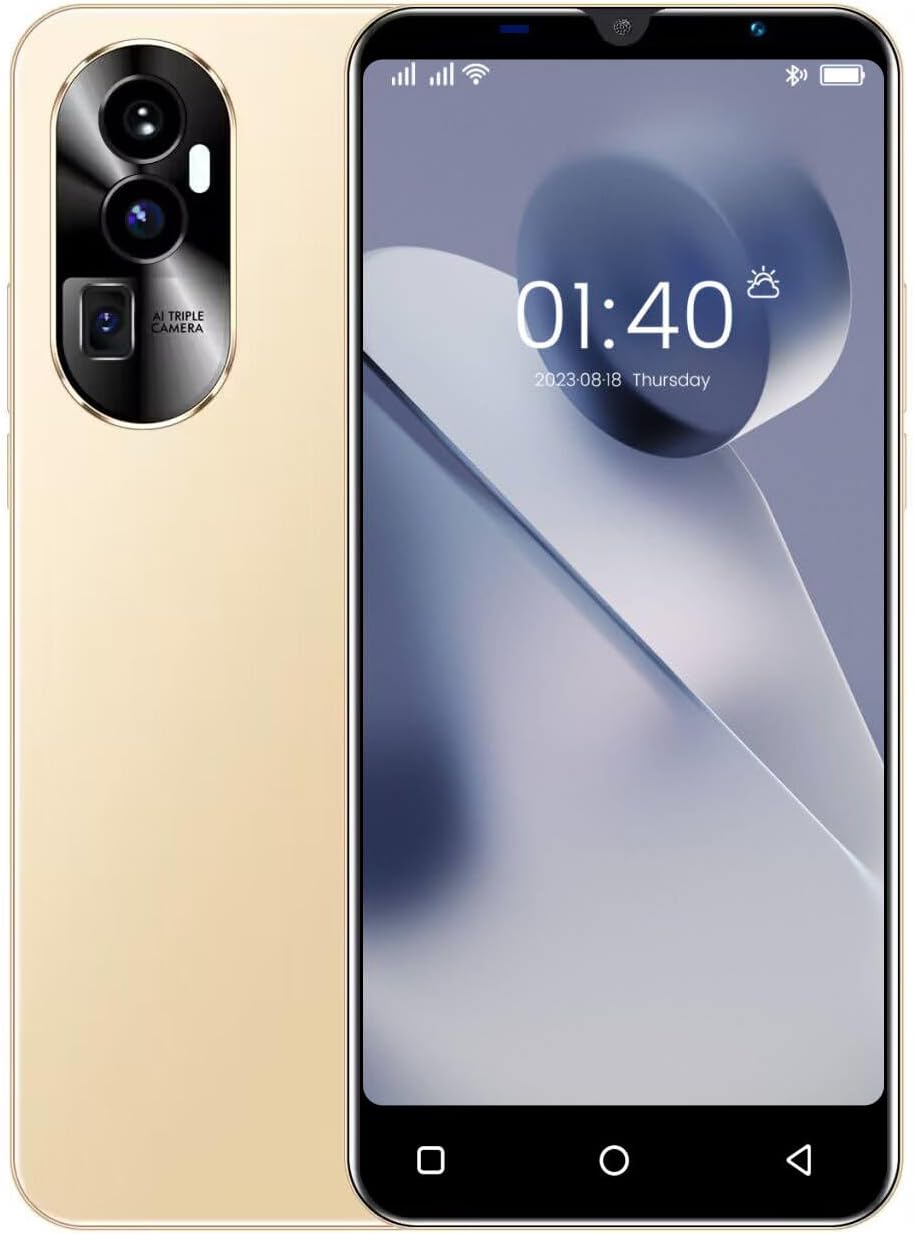 Cheap Mobile Phones， 5.0” Android 9.0, 16GB ROM(Extendable to 128GB,Dual SIM Dual Camera, WiFi,Bluetooth,GPS Basic Cell Phones (R10-Gold)