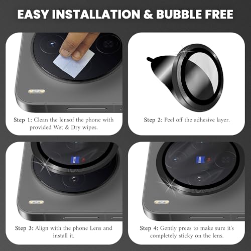 Image of FIRST MART Black Camera Ring Guard Protector for Vivo X300 | Tempered Glass with Metal Alloy Rings, HD Clear, Scratch Resistant, Case-Friendly | Pack of 1
