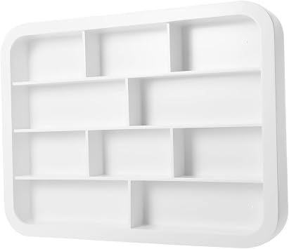 Professional Wall Mounted Nail Salon Organizer, 10 Compartments Modern Nail Polish Display Rack Storage Shelf,White Nail Polish Holder or Essential Oils, Perfume 80CM