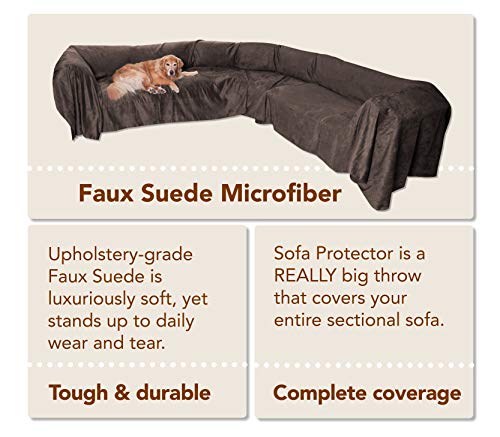 Floppy Ears Design Extra Wide Simple Faux Suede Microfiber Sectional Couch Cover Protector (Chocolate, Xxl Sectional 105” W X 250” L) #TOP1