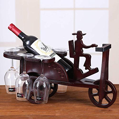 Casier à vin en bois porte-gobelet étagère de rangement debout - 7