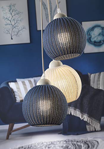 ONLI Lampada a Sospensione 3 luci, Panna/Blu