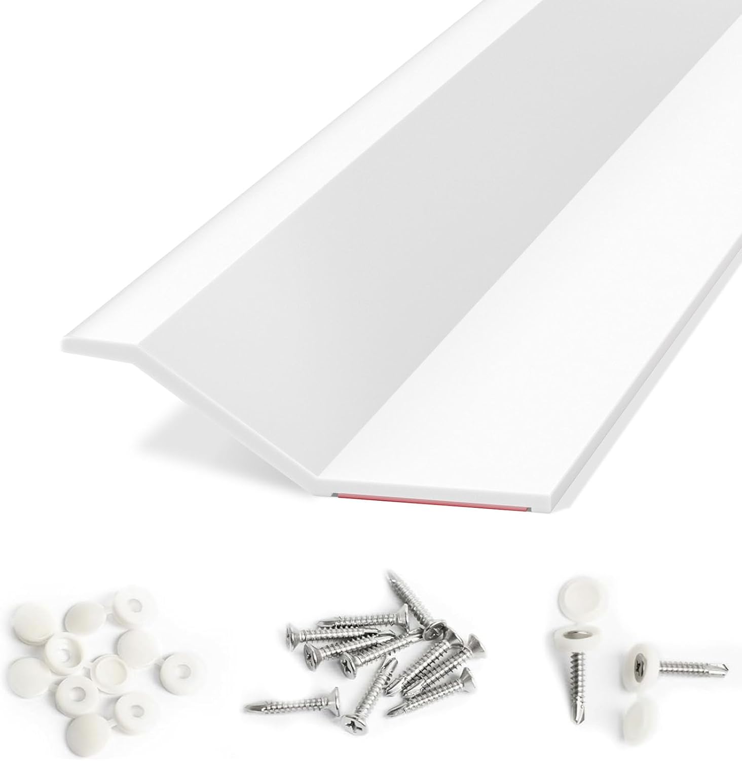 Garage Door Seal Top and Sides, 36 FT Universal TPE Weather Stripping Garage Door Trim Seal Weatherproofing Garage Door Seals with Nails and Lids in White 36ft White