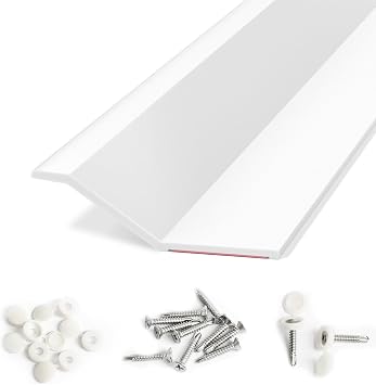 Elvone Garage Door Seal Top and Sides with Nails, 20 FT, White