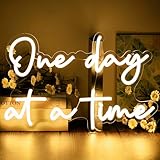 One Day at a Time Neon Sign Dimmable Neon Signs for Wall Decor Inspirational LED Signs USB Light Up Sign for Bedroom Living Room Home Decoration Encouragement Grief Get Well Soon Gifts for Women