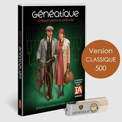 Généatique 2026 Classique, Logiciel pour votre généalogie, Coffret avec Clef USB