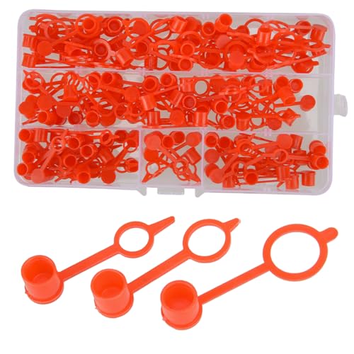 150Pcs Red Plastic Car Brake Bleeder Screw Caps Grease Zerk Fitting Dust Cover M6 M8 M10 Fit for Transportation Vehicle