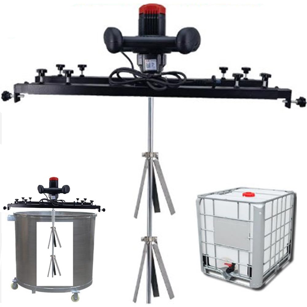 Agitador de pintura eléctrica de 1 tonelada, mezclador de tanque de 3280 W con colgador de soporte, hélice plegable, telescópica de 65 a 125 cm para mezcla de tinta y líquido viscoso, Stylea