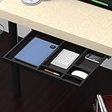 Praktischer und kompakter Utensilien-Halter zur Befestigung unterhalb der Arbeitsplatte mit Vollauszugs-Effekt / Ideal für die Verstauung von Tablet PC, Smartphone und anderen elektronischen Geräten, sowie für Schreibwaren und Utensilien.
