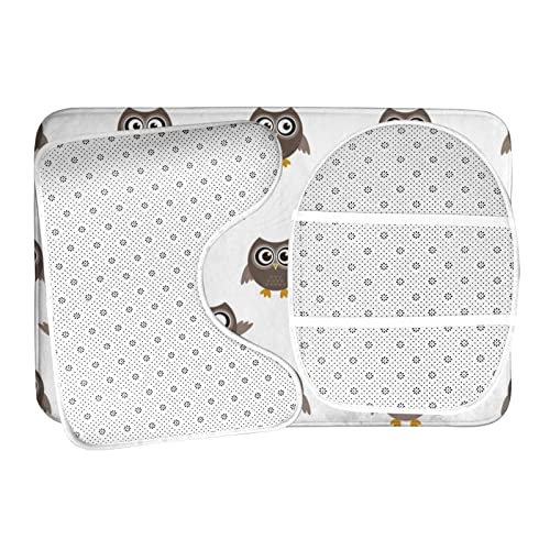 DIRYKILP Badematte + Konturmatte + Toilettendeckelbezug, süße kleine Eule 3 Stück Badematte Set, mit rutschfester Klebeunterseite – Bild 7