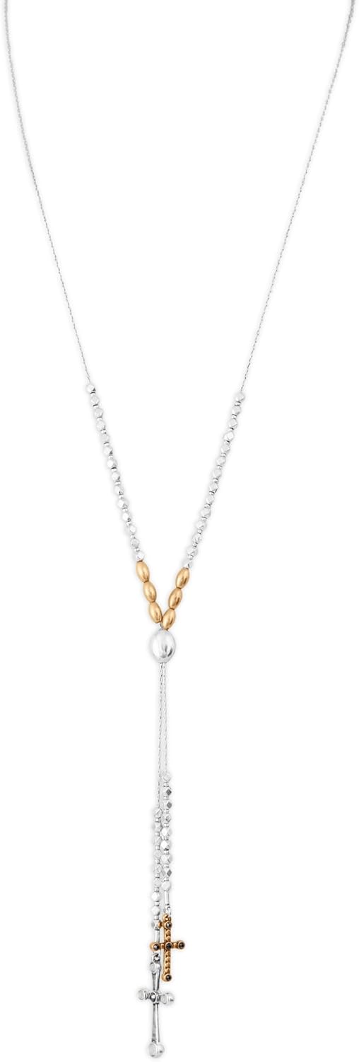 Lucky Brand Women’s Cross Charm Y Necklace, Two...