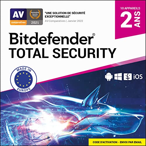 Bitdefender Total Security 2023 | Standard | 10 appareils | 2 Années | PC/Mac |