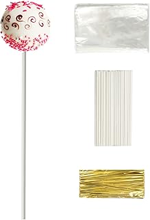 300PCS Cake Pop Kit, Includes 100 Cake Pop Sticks, 100 Clear Cake Pop Bags & 100 Colorful Twist Ties, Premium Cake Pop Supplies & Accessories for Cake Decorating Lollipop Dessert Wrapping