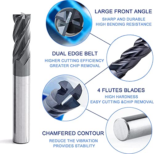 Image of Tungsten Carbide End Mill Set 4 Flute - 45 for Stainless Steel & Alloy