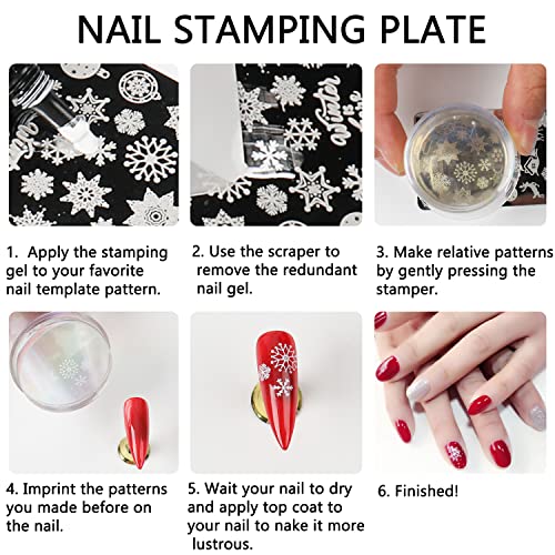 Angnya 6 Pcs Nail Art Stamper Set French Tip Clear Soft Jelly Silicone With Two Scrapers And Replaceable Silicone Heads,Long And Short Cylinders Transparent Visible Body Image Plate For Manicure Tools #TOP2