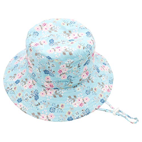 Sarfel Baby Sun Hat Toddler Summer Baby Girls Hats Kids Beach Hat Upf 50+ Wide Brim Bucket Hat For Girls Flower Blue 12-24 Months #TOP2