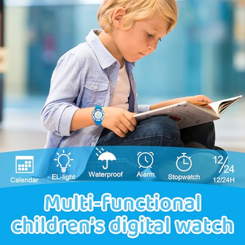 Edillas Kids Watch Digital for Girls Boys, Children Waterproof Watches Multi-Functional with LED Backlight Alarm/Stopwatch for Student Ages 4-132
