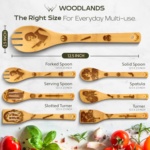 Image of Star Warz gifts Wooden Spoons for Cooking for Space Wars Fans - Wooden Utensil Set with Spatulas & Spoons, Heat-Resistant, Eco-Friendly Kitchen Utensils for Non-Stick Cookware