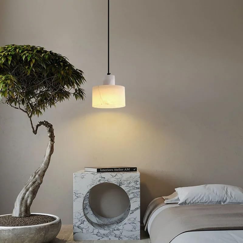 Lampe suspension mode luxe cuivre marbre blanc pour entrée et foyer