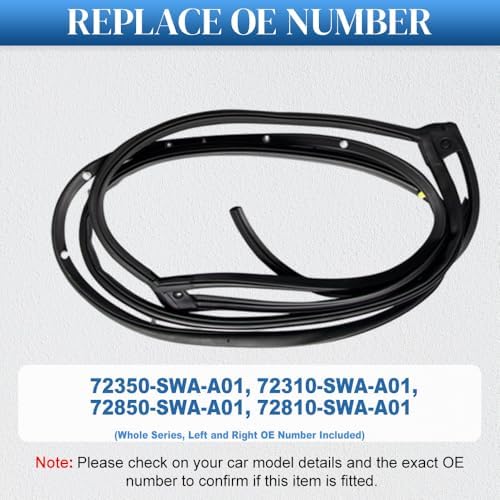 Riloer Car Door Rubber Seal Strip (Buckle Style), 72350-SWA-A01, 72310-SWA-A01, Door Weatherstrip Moulding Seal, Compatible with Honda CR-V 2007-2011, 1 pc (Front Left) — view 3