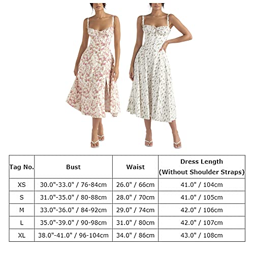 Odizli Corset Dress Women Summer Elegant Sexy Sleeveless Spaghetti Strap Y2K Bohemian Floral Boho Style Slit Long Midi Dresses Ladies Wedding Guest Party Beach Holiday Beach Casual Sundress Pink M - Image 6