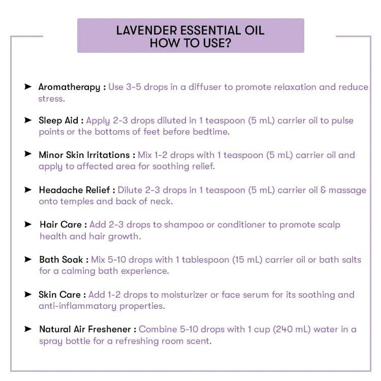 VedaOils Lavender Essential Oil for Relaxation, Sleep & Stress Relief | 100% Pure & Natural Aromatherapy Oil for Diffuser, Skin & Hair Care | Calming Floral Scent - 100ml - Image 9 thumbnail