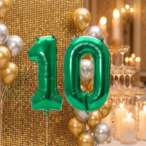 Image of YPSelected 32 Inch Large Foil Helium Number Balloon Birthday Wedding Party 0-9 (Green, 1)