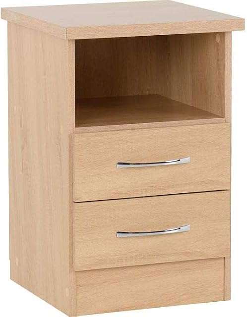 Seconique 2 Drawer Bedside, Engineered Wood, Sonoma Oak Effect, W D 40cm x H 61cm
