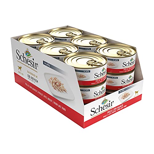 Schesir Dog Hühnerfilet mit Rind, Hundefutter nass, 18 Dosen x 150 g