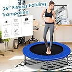 Giantex 36" 38" Foldable Rebounder Trampoline for Adults, Stable & Quiet Small Exercise Trampoline with Safety Pad, Indoor Outdoor Mini Fitness Trampoline for Adults Kids Workout, Max Load 330lbs - Image 2