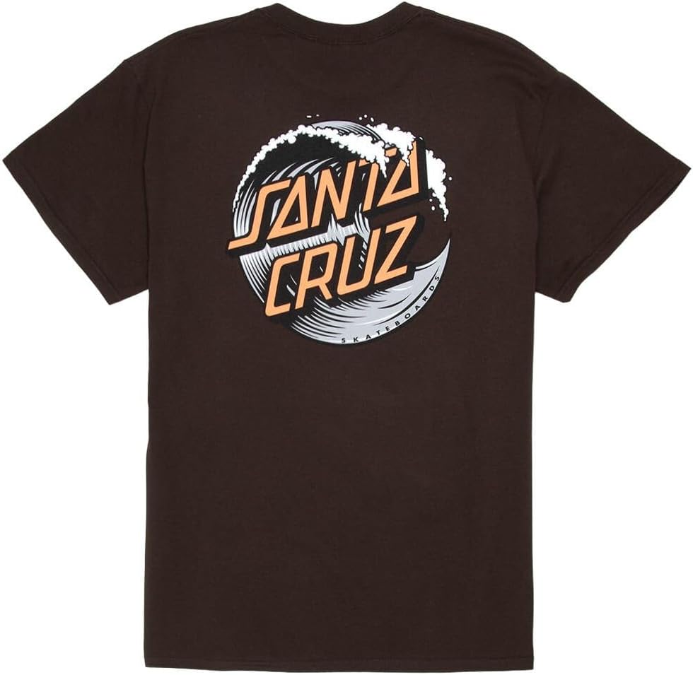 SANTA CRUZ Wave Dot S/S Heavyweight T-Shirt Dark Chocolate w/Grey/Orange Med Mens