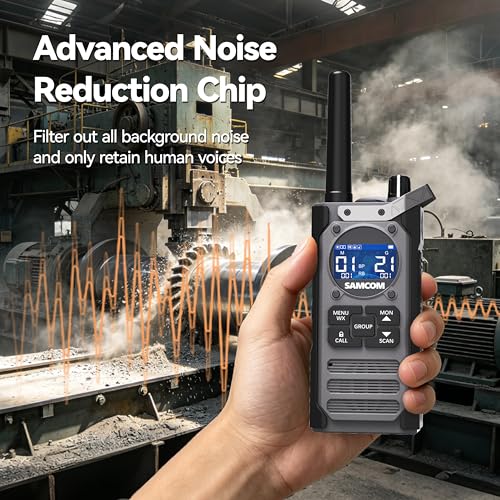 Image of SAMCOM T5G GMRS Walkie Talkies with Case Holder AI Noise Reduction FM | Roger Beep NOAA Weather Alert IP67 Dustproof Waterproof USB-C Dual Charing Base Group Call Commercial 2 Pack