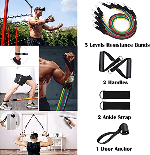 Image of Fit Simplify Resistance Bands Set for Exercise, Stretching and Workout Toning Tube Kit with Foam Handles, Door Anchor, Ankle Strap and Long Carry Bag for Men, Women (Multicolour)