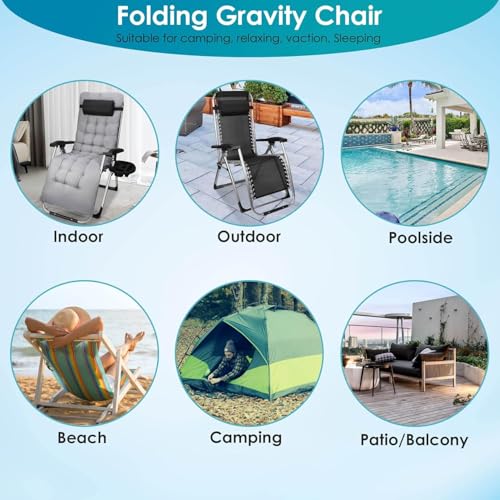 Image of Recliner Chair with Upgraded Adjustable Lock and Removable Cushion with Headrest for Garden Indoor Outdoor