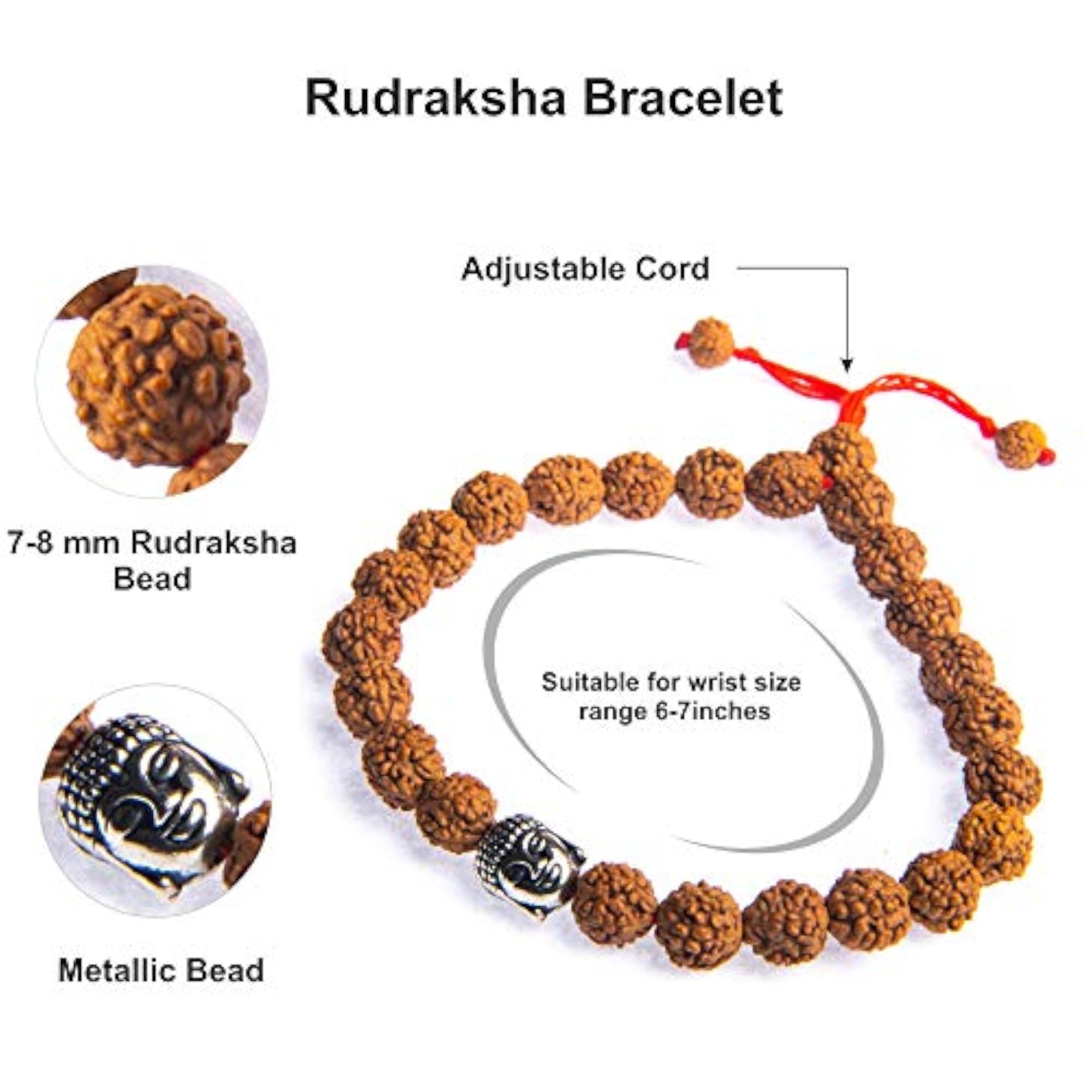 5 Mukhi Rudraksha Natural Original Beads with Buddh Motif