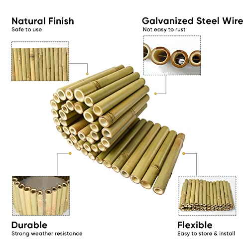 Jollybower 8X39In Natural Bamboo Edging, Bamboo Garden Border Edging, Outdoor Landscape Edging For Decorative Garden, Patio Flower Garden Bed, Lawn, Yard, Pool Fences（1Pc With 3 Short Bamboo Poles） #TOP1