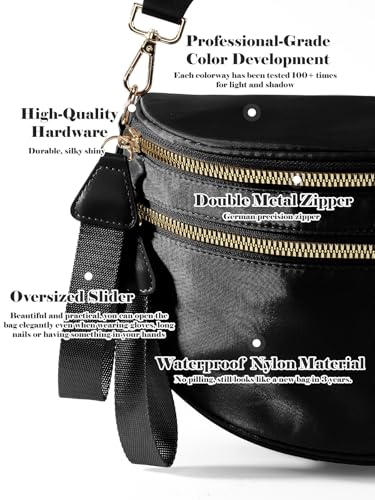 Image of Pure Colour Crossbody Bag Bum Bag for Women,Spacious Purse Fanny Packs Belt Bag,Oversized Bum Bag (Colour Bum Bag-Black)