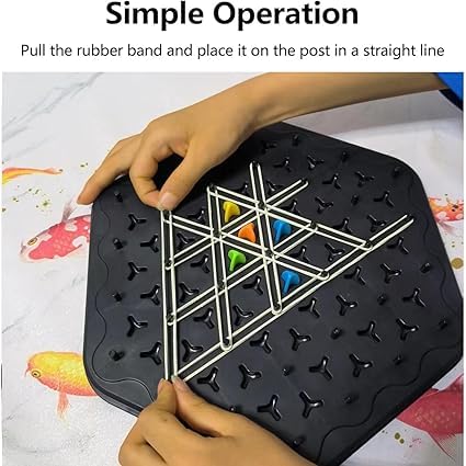 KRIDEZ Chain Triangle Chess Triggle Game Puzzle, Geometric Chess Game, Board Games for Family Night, Family Games for Kids and Adults, 2 to 4 Players,for 5+ Years Age 4