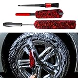 bzczh Woolie Wheel Brushes for Cleaning Wheels Set (3 Pack) - 1x Synthetic Wool Car Rim Cleaning Brushes, 1x Small Soft Wool Brush and 1x Car Detail Brush,Tire Woolies