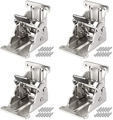 4 pièces 90 ° Pied de table pliable Charnière 69x63x54mm Ferrures de table pliante Ferrure de table pliante Capacité de charge 80Kg Acier laminé à froid Nickel Console pliante pour pieds de table Cover