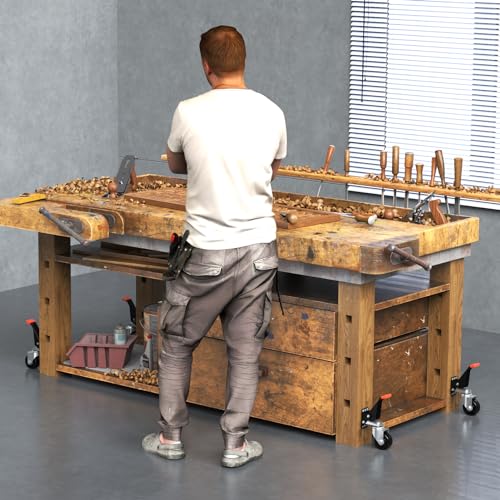 image for SPACEKEEPER Workbench Casters kit 920 Lbs Retractable Casters Heavy Du