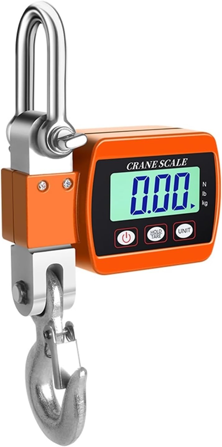 Portable Digital Crane Scale LCD Digital Display Crance Scale 0.05-500kg Industrial Electronic Heavy Duty Weight Hook Crane with Unit Change Functio (Black 1)