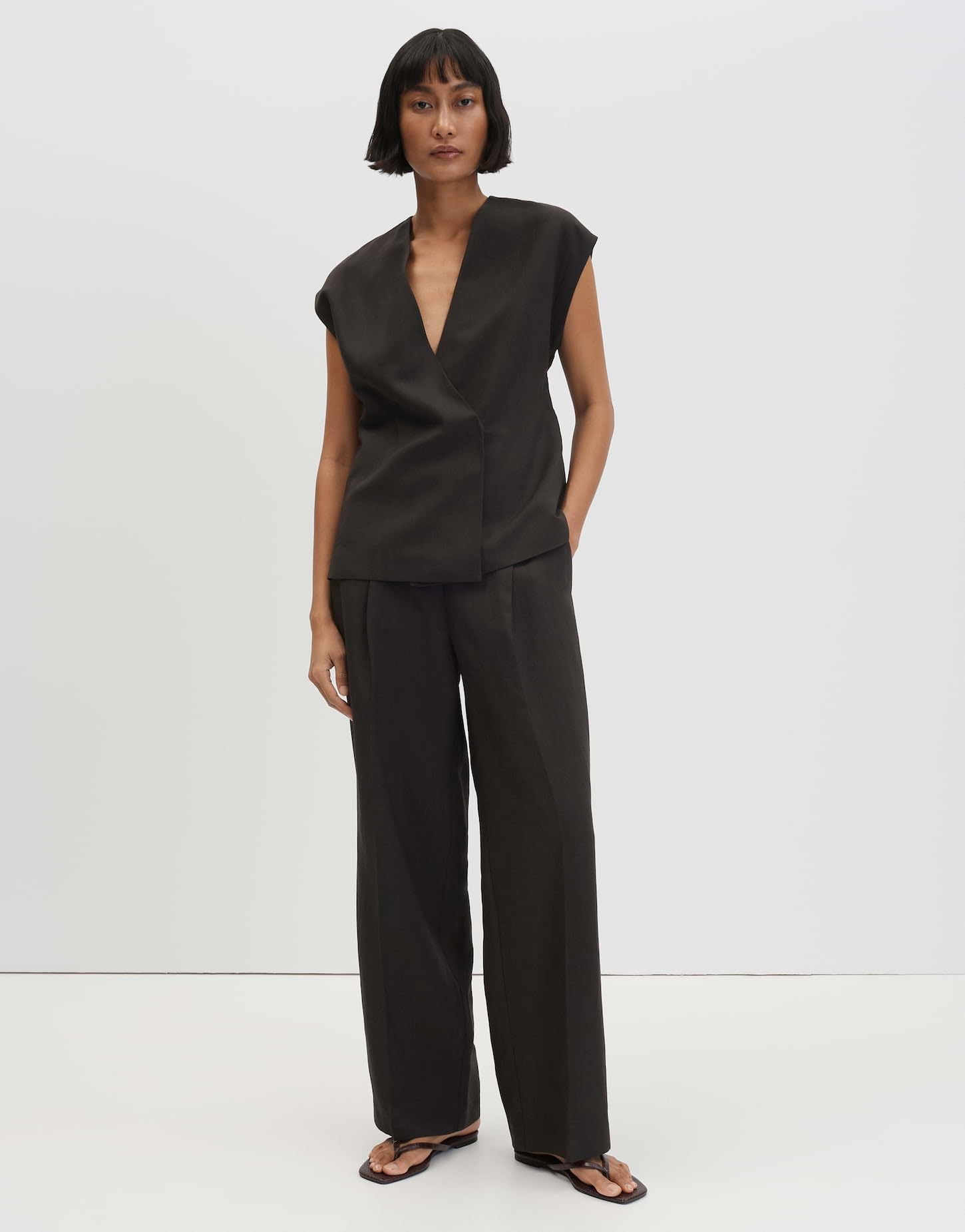 someday Damen Wide Leg Pants | CISILIA Linen Relaxed Bundfaltenhose aus Viskose Leinen Mix