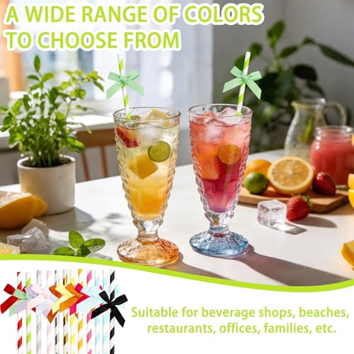 24 pitillos de papel con moño verde frutal miniatura 5